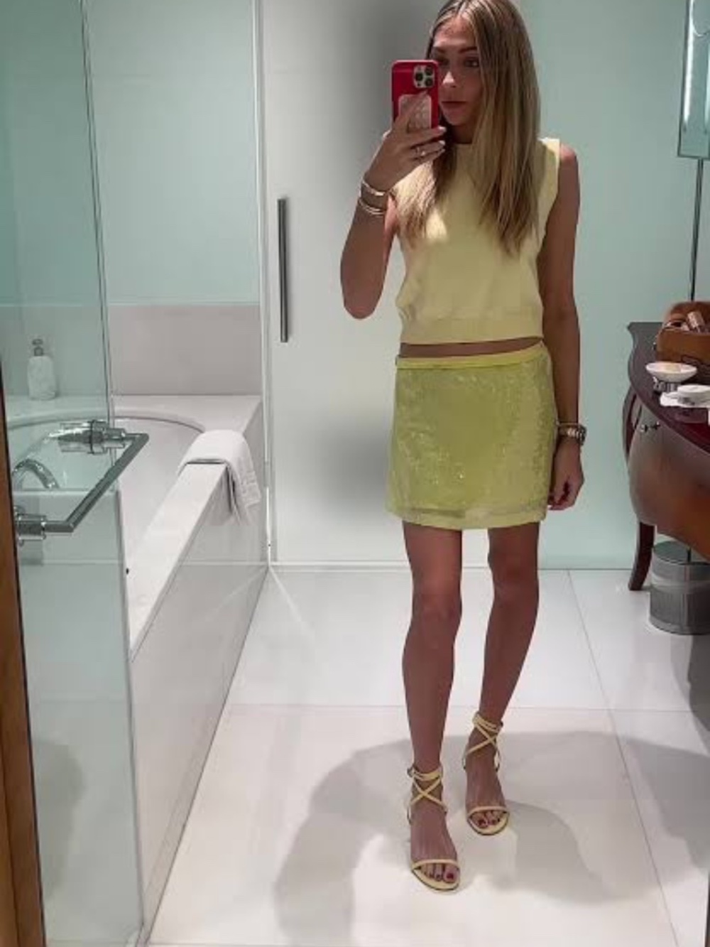 Zara yellow/chartreuse top and skirt set